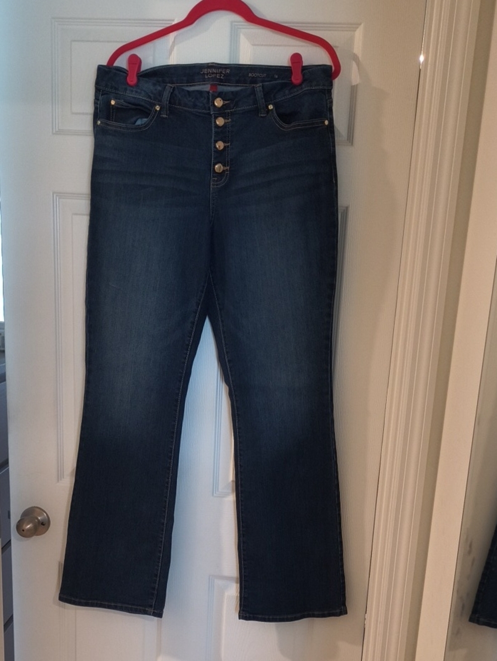 Jennifer Lopez Mid-Rise Bootcut Jeans in Dark Blue Wash